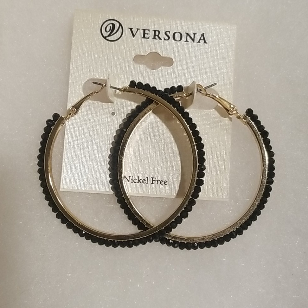 Versona "New Black" dazzling hoop earrings
